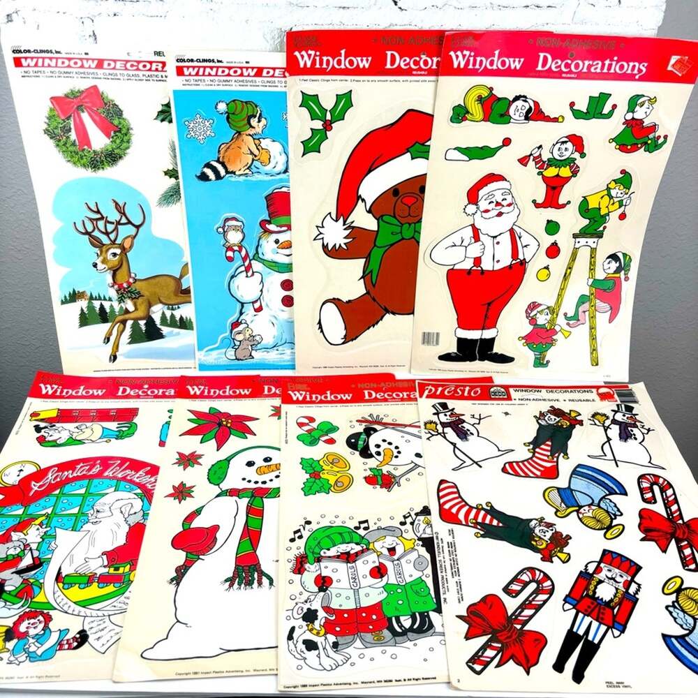 Vintage 80’s 90’s Christmas Holiday Window Clings